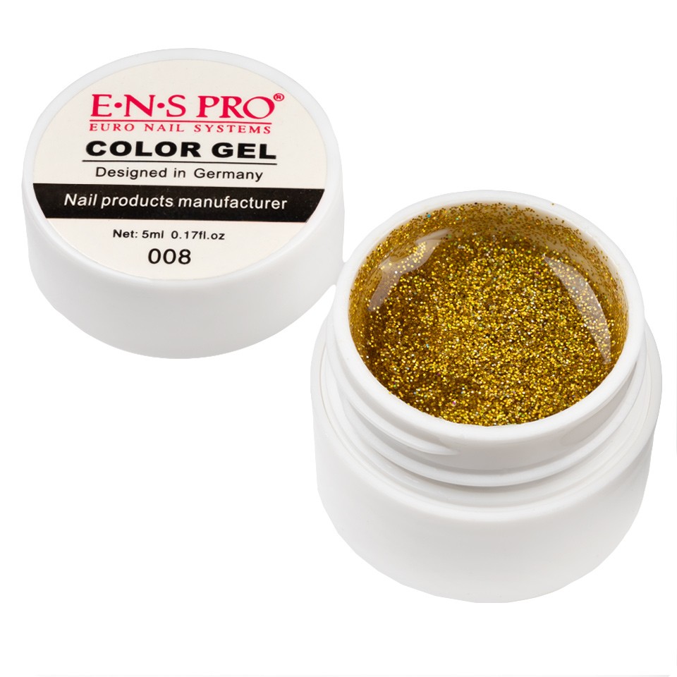 Gel UV Color cu Sclipici ENS PRO #008 – Gold Addict cu Comanda Online