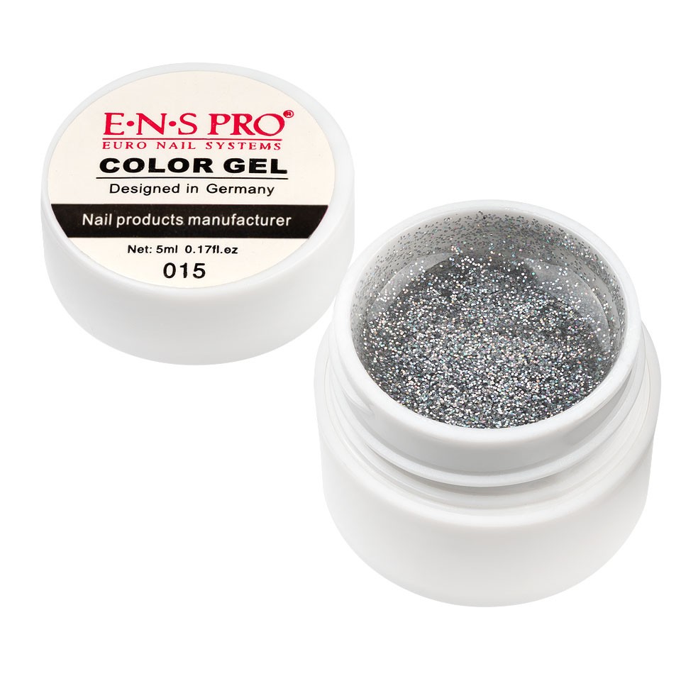 Gel UV Color cu Sclipici ENS PRO #015 – Argintiu Glitter cu Comanda Online