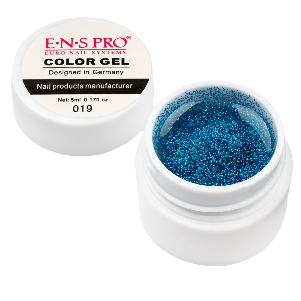 Gel UV Color cu Sclipici ENS PRO #019 – Blue Flame cu Comanda Online