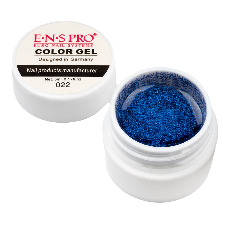 Gel UV Color cu Sclipici ENS PRO #022 – Blue Safir cu Comanda Online