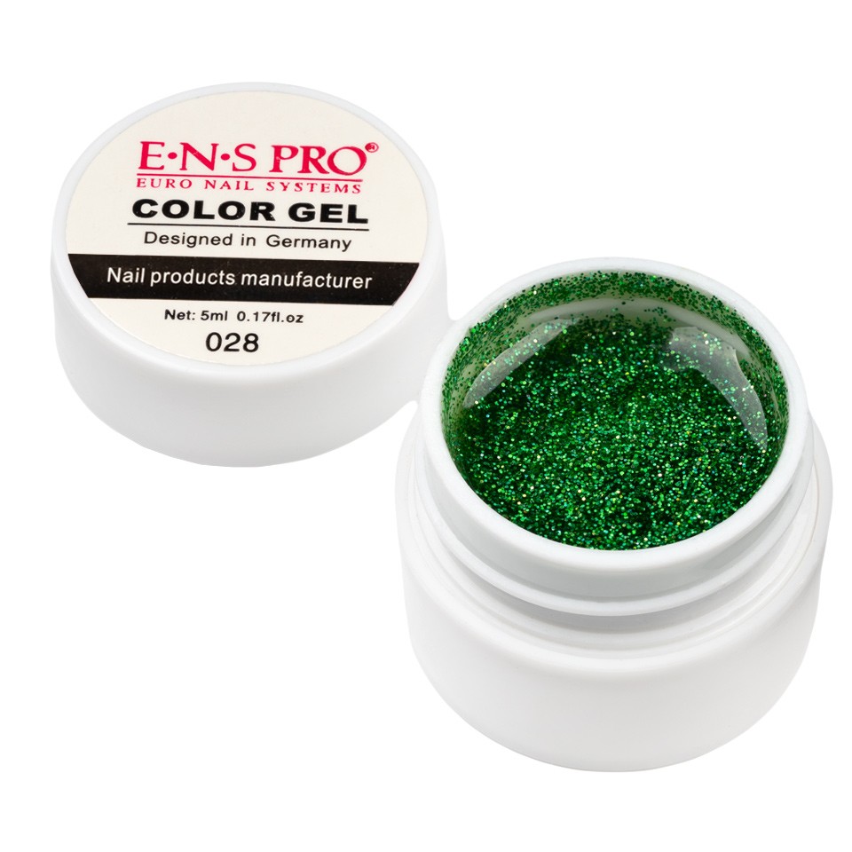 Gel UV Color cu Sclipici ENS PRO #028 – Green Metropolis cu Comanda Online