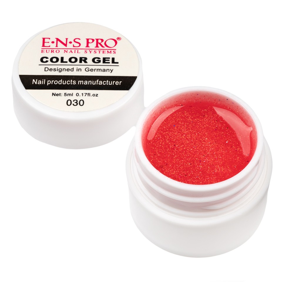 Gel UV Color cu Sclipici ENS PRO #030 - Red Gift cu Comanda Online