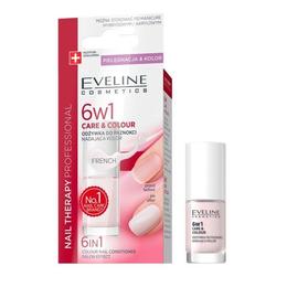 Tratament pentru unghii, Eveline Cosmetics, Care&Colour 6w1, 5 ml, French cu Comanda Online